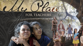 The image features a collage of diverse children and adults, some engaged in activities like playing and making music, alongside an older woman and a young girl who are embracing.